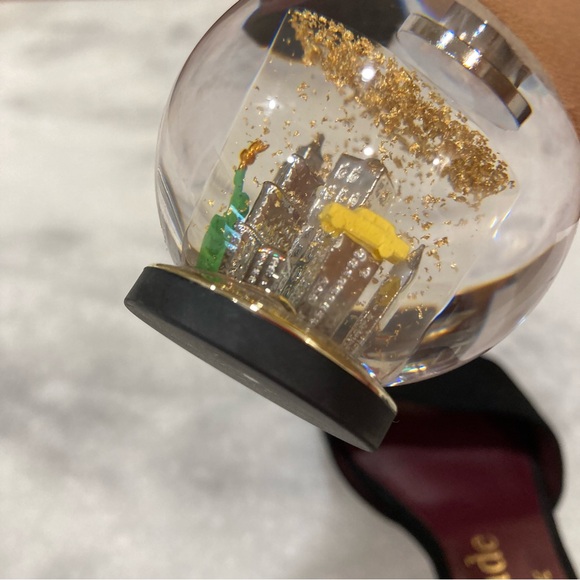 KATE SPADE NY Polished Black Suede Open Toe Snow Globe Clear Ball Heel Sandals - Picture 8 of 13